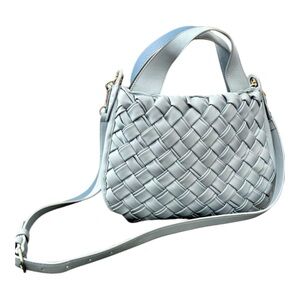 Vince Camuto Miki Shoulder Bag Light Blue Leather Weave Classic Pastelcore
